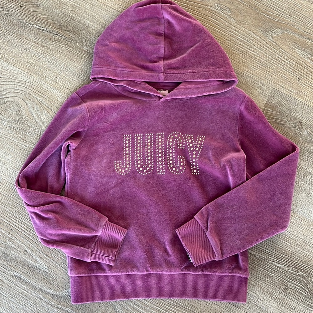 Juicy Couture Pink Velour Bling Zip Hoodie Girls‎ 8/10 Excellent